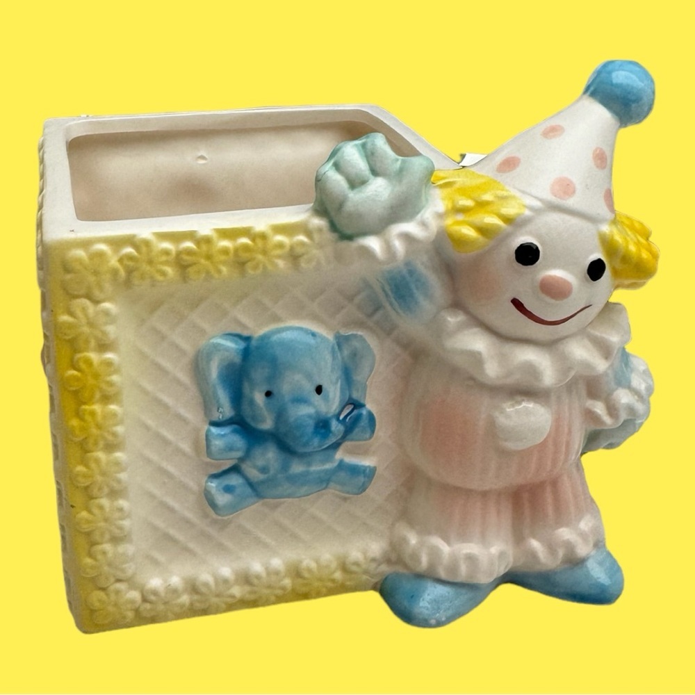 Vintage Baby Nursery Planter Clown Lion Elephant Seal Giraffe MCM 1950s Napco